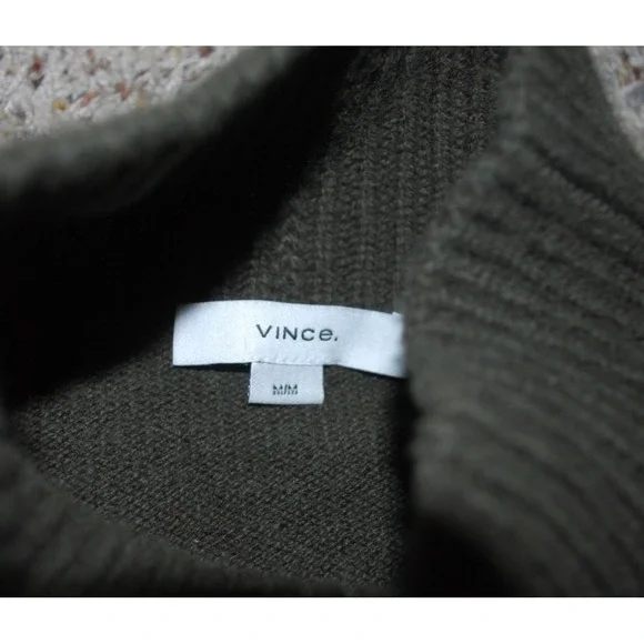 Vince Women's Turtleneck Sweater M Dark Brown Ribbed Knit Long Sleeve - Picture 5 of 5